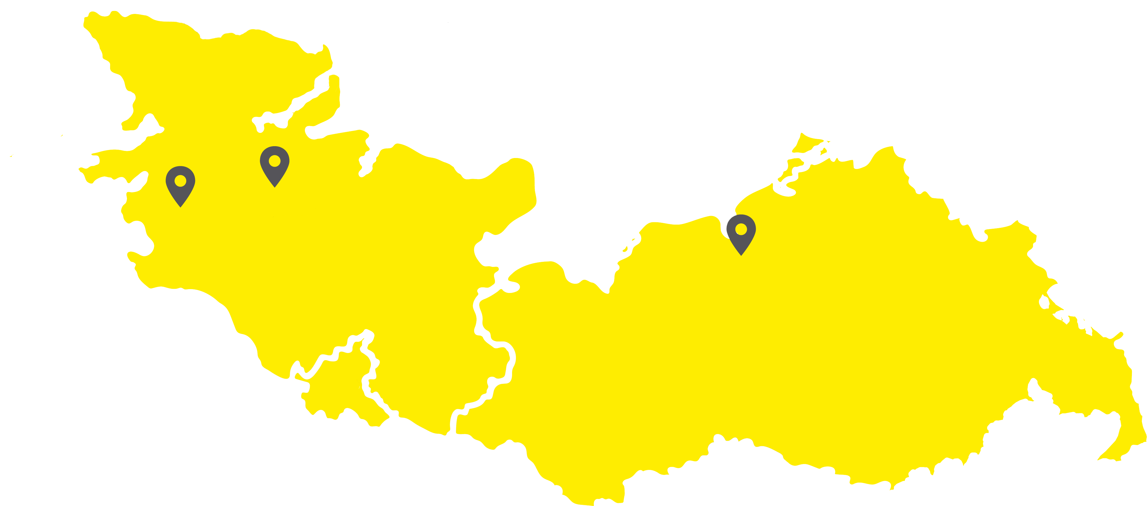 Karte Norddeutschland mit den Standorten Heide, Osterrönfeld und Kessin