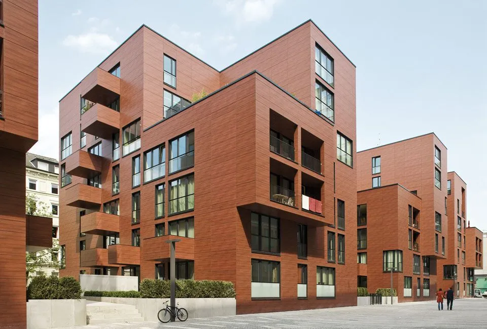 Wohnanlage mit Klinkerfassade in der Hopfenstraße Hamburg, Referenzprojekt
